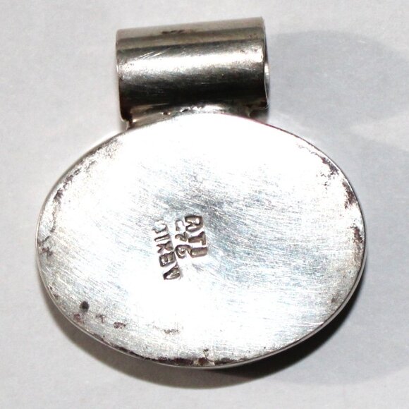 Vintage ATI Sterling Silver Faux Jasper Slider Pendant - Picture 3 of 5